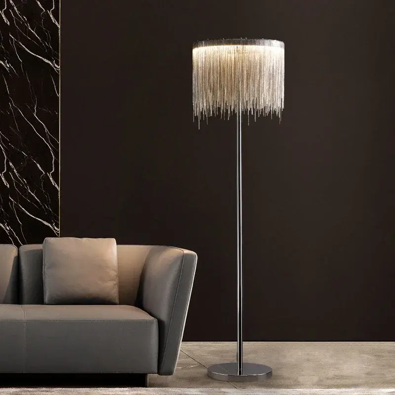 Aluminium Chain Floor Lamp Shop Restaurant Corner Stand Light Living Room Bedroom Floor Light for Home and Decorations Lustre