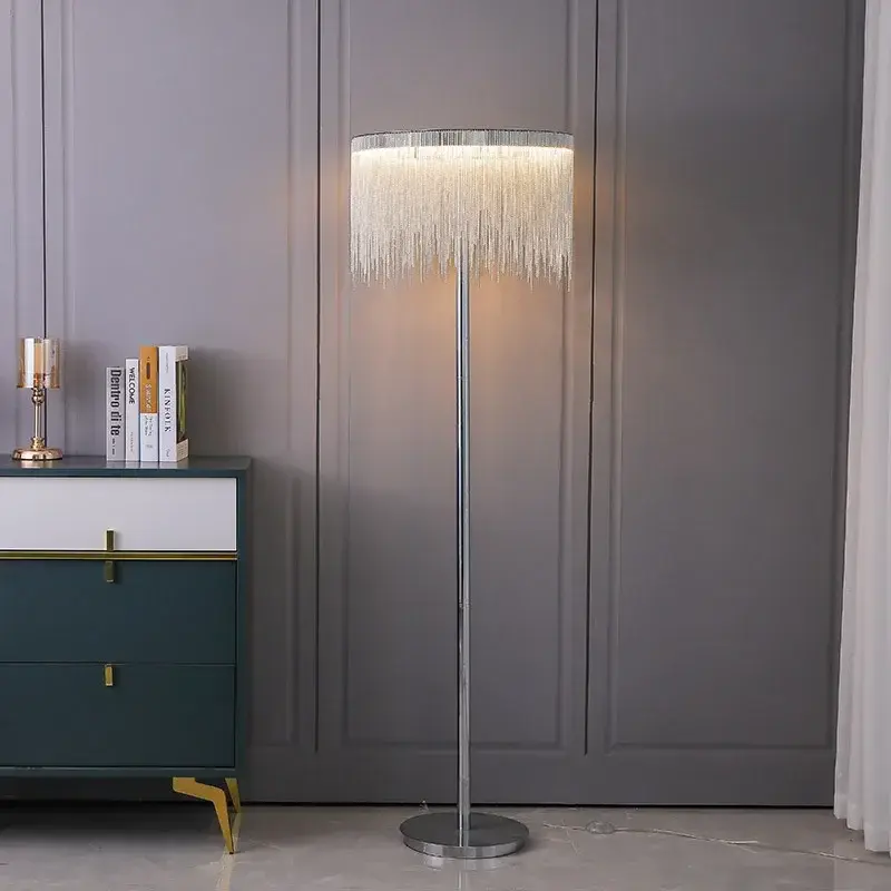 Aluminium Chain Floor Lamp Shop Restaurant Corner Stand Light Living Room Bedroom Floor Light for Home and Decorations Lustre