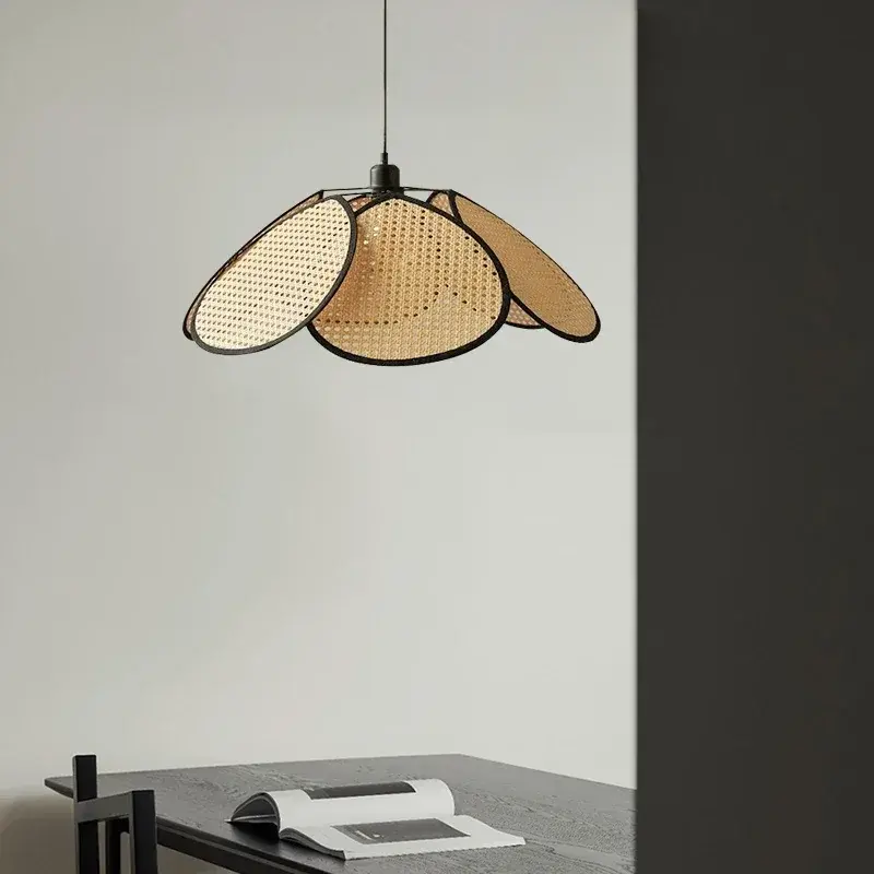 Japan Rattan Pendant Light Wabi Sabi Hotel Restaurant Shop Chandelier Living Room Countryside Ceiling Light for Home Decor