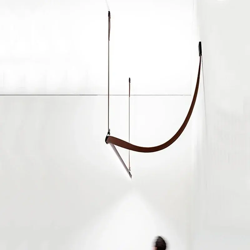 Italy Leather Belt Chandelier Modern Minimalist Pendant Light Shop Bar Counter Hanging Lamp for Home Living Room Decoration LED