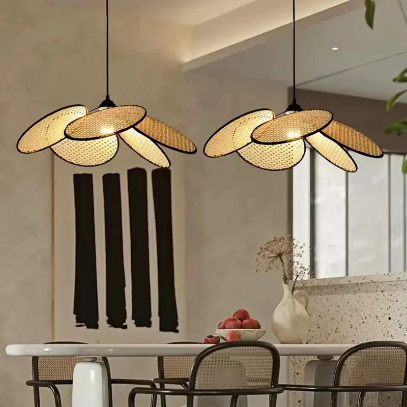 Japan Rattan Pendant Light Wabi Sabi Hotel Restaurant Shop Chandelier Living Room Countryside Ceiling Light for Home Decor
