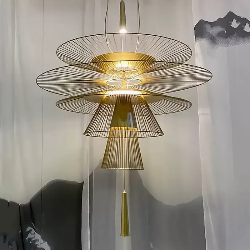 Modern Flying Saucer Hanging Lamps for Ceiling Luxury Metal Pendant Lights Restaurant INS LED Chandelier Loft Home Decorations