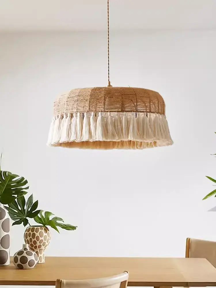 Wabi Sabi Led Ceiling Chandelier Japan Hemp Rope Ceiling Lamp Living Room Loft Twine Pendant Lights Home Decorations Lustre