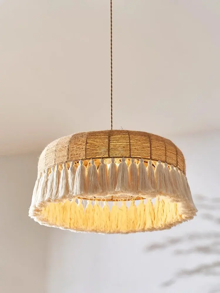 Wabi Sabi Led Ceiling Chandelier Japan Hemp Rope Ceiling Lamp Living Room Loft Twine Pendant Lights Home Decorations Lustre