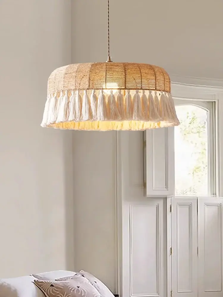 Wabi Sabi Led Ceiling Chandelier Japan Hemp Rope Ceiling Lamp Living Room Loft Twine Pendant Lights Home Decorations Lustre