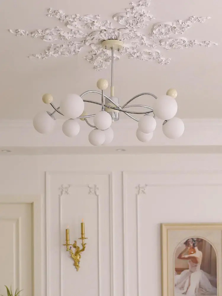 French Style Led Ceiling Chandelier Living Room Kitchen Island Ceiling Lamp Iron Glass Pendant Lights Home Decorations Lustre