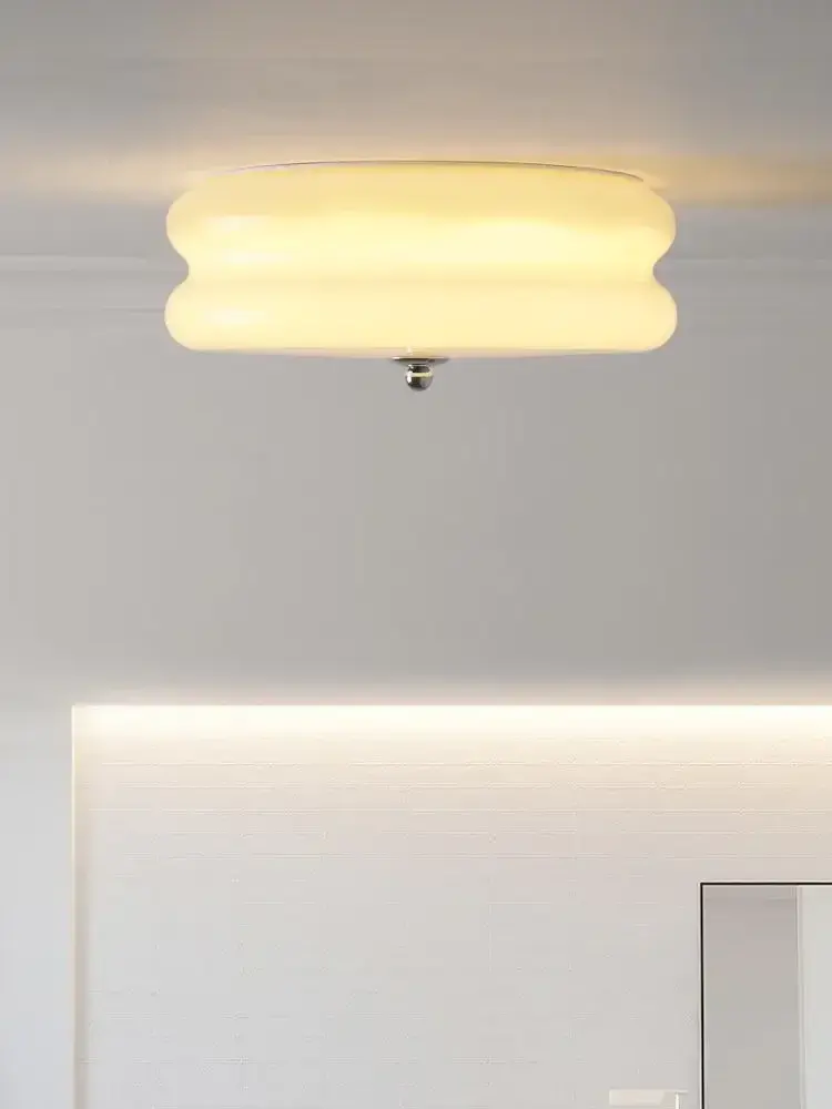 White Yellow Glass Led Ceiling Chandelier Modern Living Room Bedroom Ceiling Lamp Vintage Retro Pendant Lights Room Decor Lustre
