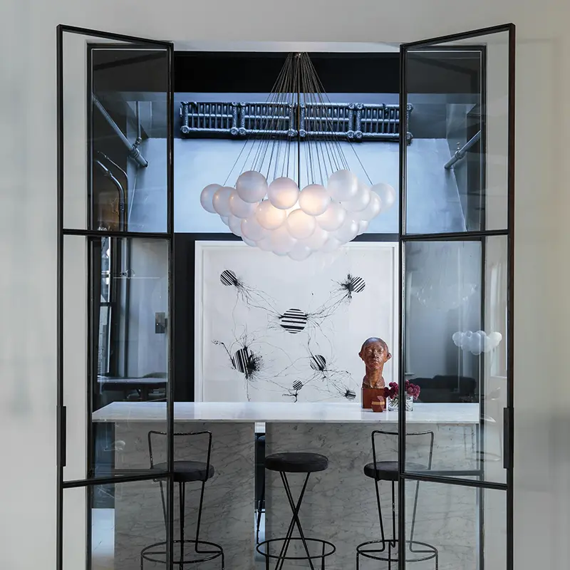 Modern Glass Ball Hanging Lamps for Ceiling White Bubbles Pendant Lights Bar Shop Chandelier for Living Room Home Decor Lustre