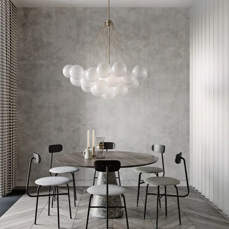 Modern Glass Ball Hanging Lamps for Ceiling White Bubbles Pendant Lights Bar Shop Chandelier for Living Room Home Decor Lustre