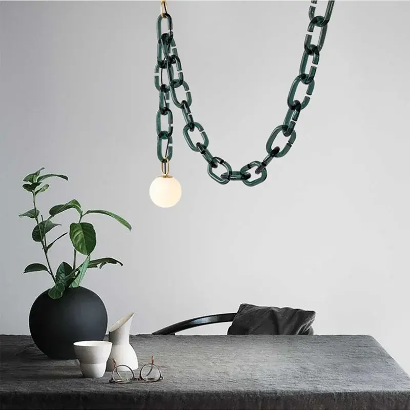Moonriver Lighting Creative Glass Chain Chandelier Modern Artistic Hanging Lamp Living Room Bedroom Pendant Light for Home LED
