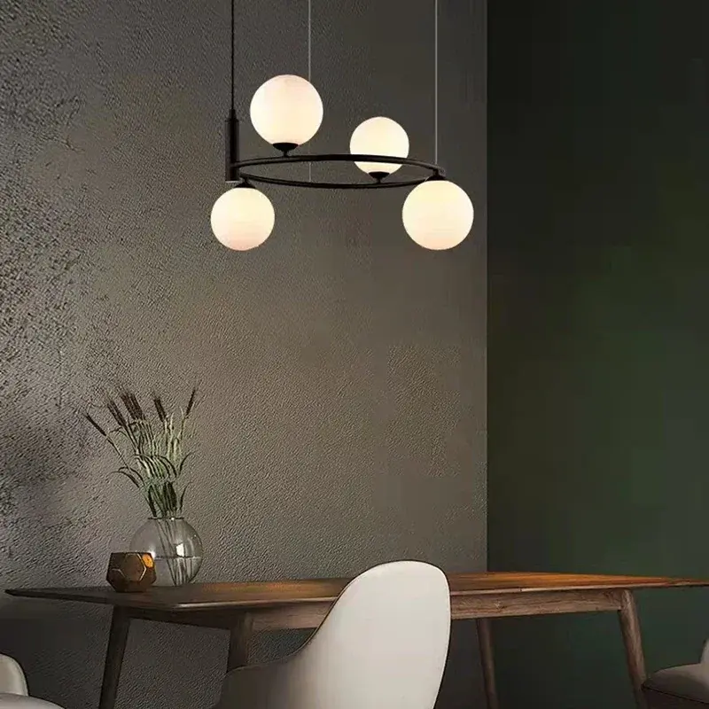White Glass Pendant Light Modern Living Room Ceiling Hanging Lamp Nordic Restaurant Shop Chandelier for Home Interior Decoration