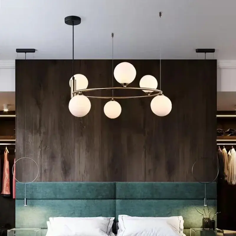 White Glass Pendant Light Modern Living Room Ceiling Hanging Lamp Nordic Restaurant Shop Chandelier for Home Interior Decoration