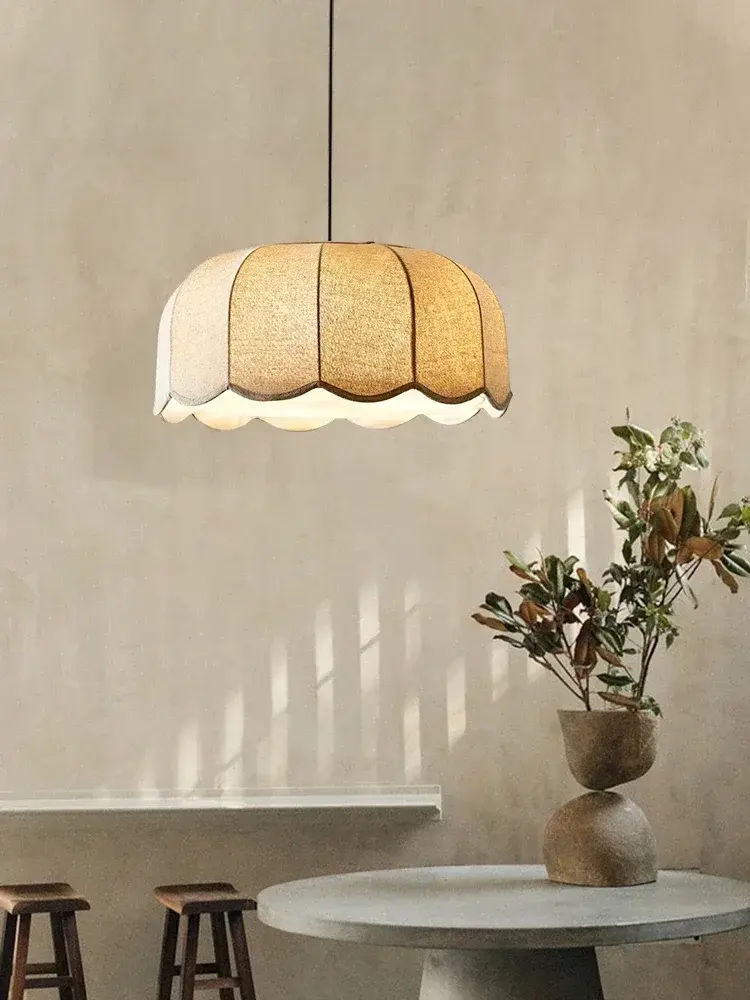 Vintage Restaurant Living Room Japan Fabric Pendant Light  Chandelier Hotel Shop Ceiling Light for Home and Decoration Fixutre