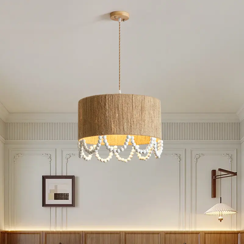 Bohemian Hemp Rope Pendant Light Restaurant Shop Hotel Boho Chandelier Japan Vintage Hanging Ceiling Lights for Room Decor