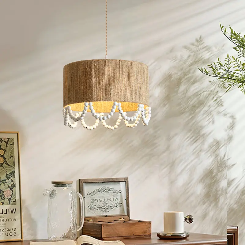 Bohemian Hemp Rope Pendant Light Restaurant Shop Hotel Boho Chandelier Japan Vintage Hanging Ceiling Lights for Room Decor