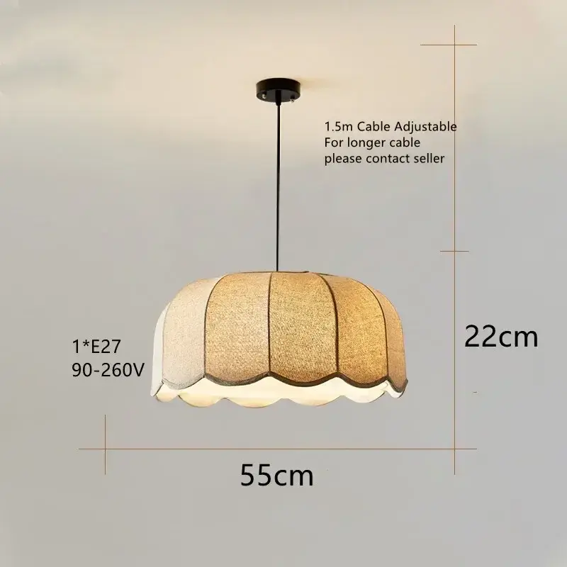 Vintage Restaurant Living Room Japan Fabric Pendant Light  Chandelier Hotel Shop Ceiling Light for Home and Decoration Fixutre