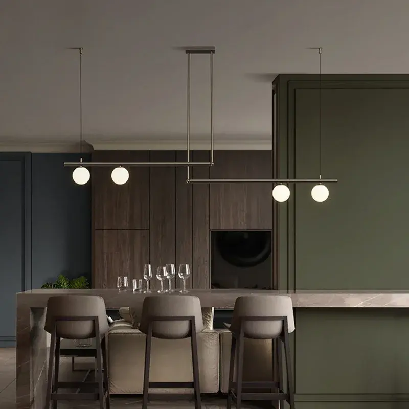 Modern Minimalist Living Room Chandelier Simple Linear Restaurant Pendant Light Nordic Creative Shop Hanging Lamp for Home LED