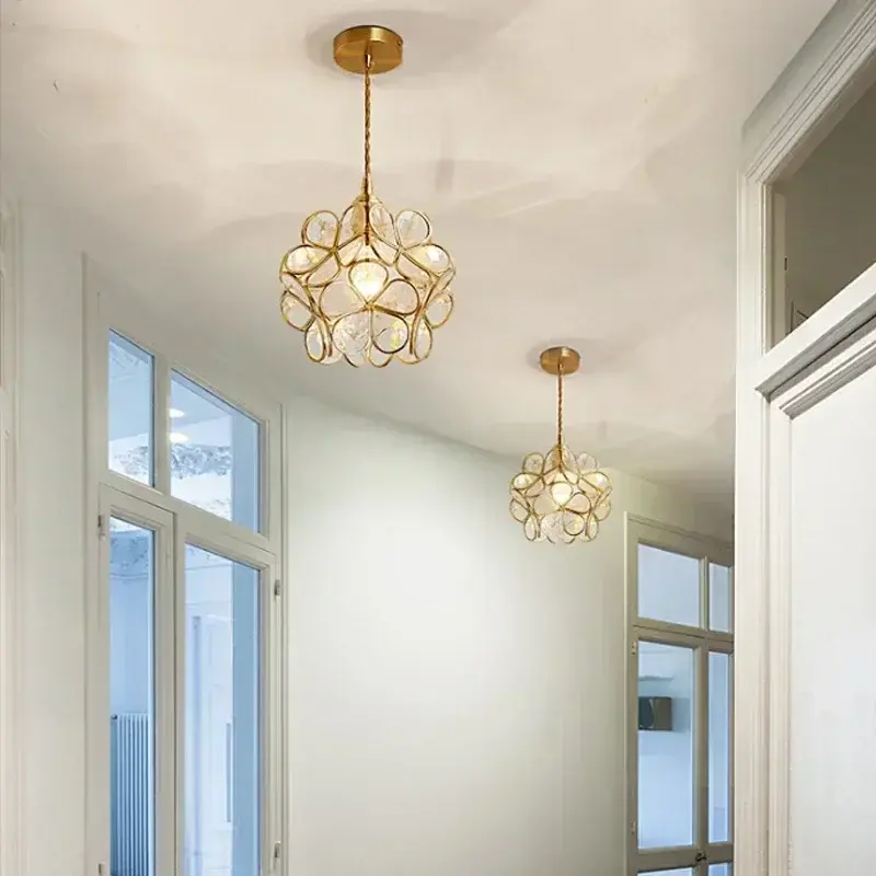 Nordic Ins Glass Lamp Warm Maiden Heart Bedroom Bedside Corridor Copper Chandelier