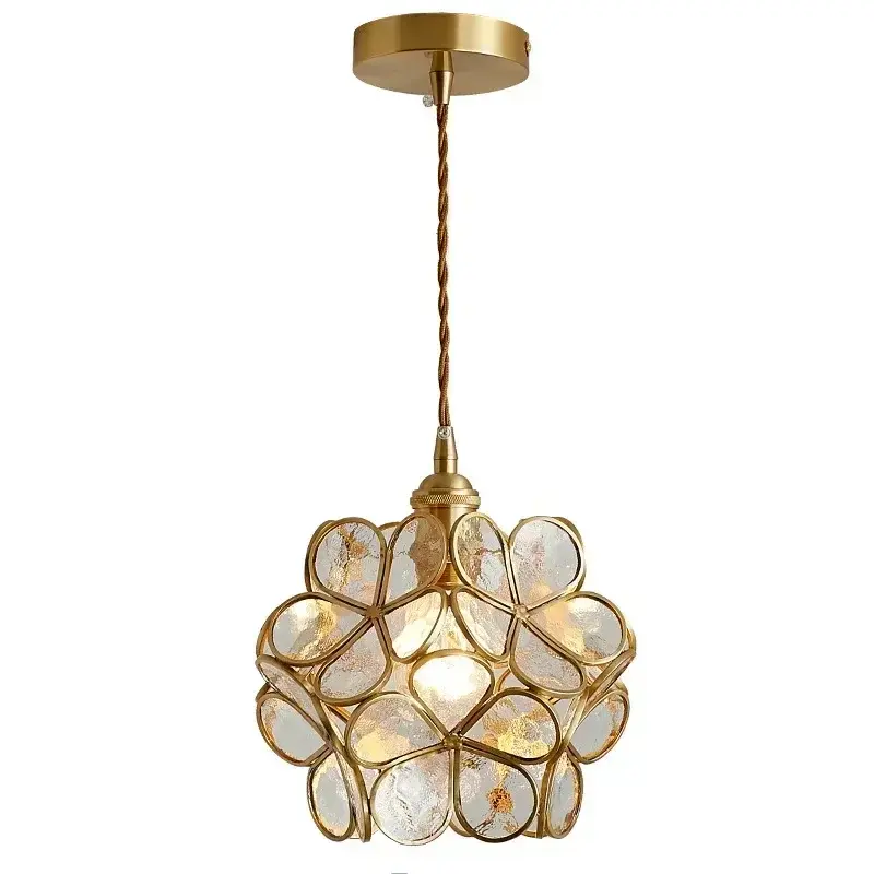 Nordic Ins Glass Lamp Warm Maiden Heart Bedroom Bedside Corridor Copper Chandelier