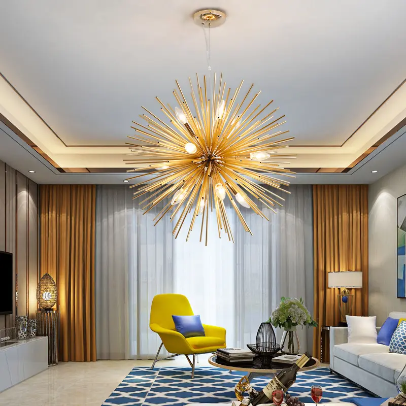 Nordic Modern Creative Personalized Chandelier Golden Simple Restaurant Bedroom Dandelion Ball Lamp