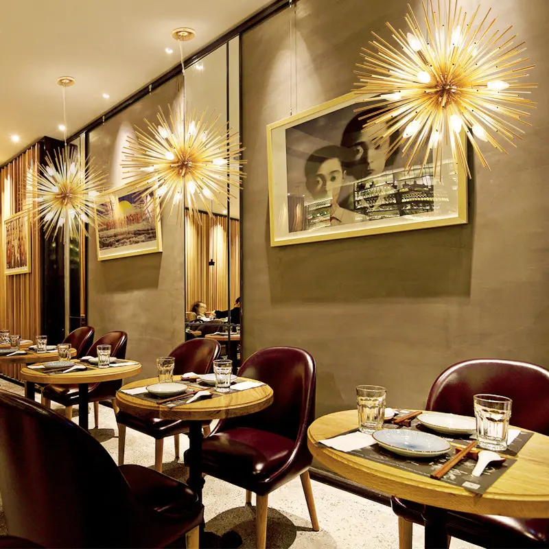 Nordic Modern Creative Personalized Chandelier Golden Simple Restaurant Bedroom Dandelion Ball Lamp