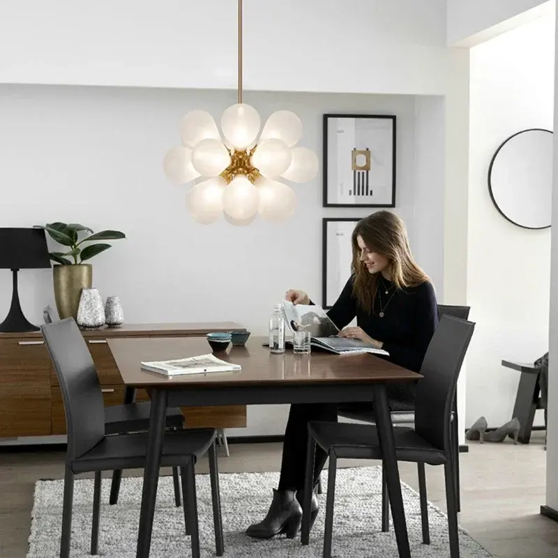 Moonriver Lighting Fashion Glass Bubble Hanging Lamps for Ceiling Modern Room Decor Chandelier Living Room Color Pendant Light