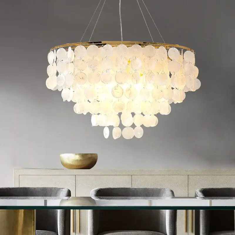 Art Decor Shell Pendant Lights Modern Hotel Restaurant Shop Cozy Chandelier Living Room Bedroom Hanging Lamp for Room Decor