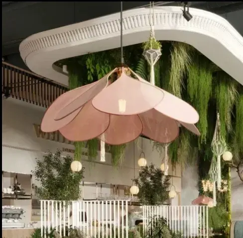 Fabric Art Pendant Light Dining Room Living Room Bedroom Chandelier Dining Table Lamp Cafe Bar Colorful Petal Hanging Lights