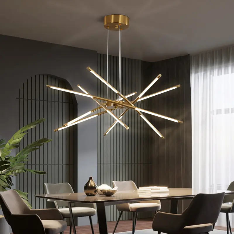 Creative Line Hanging Lamps for Ceiling Modern Simple Living Room Pendant Lights Personalized Fashion Chandelier Loft Room Decor