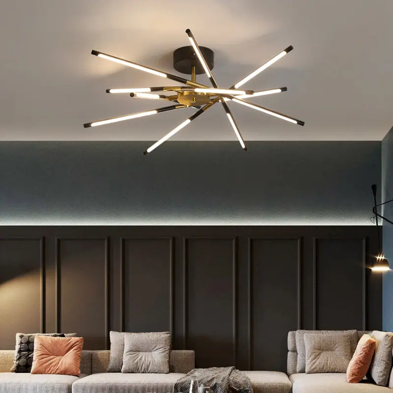 Creative Line Hanging Lamps for Ceiling Modern Simple Living Room Pendant Lights Personalized Fashion Chandelier Loft Room Decor