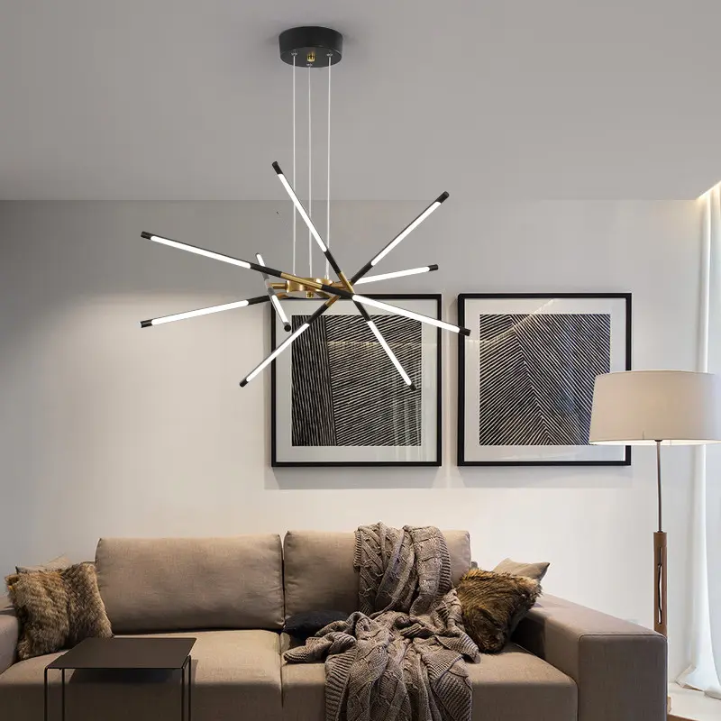 Creative Line Hanging Lamps for Ceiling Modern Simple Living Room Pendant Lights Personalized Fashion Chandelier Loft Room Decor