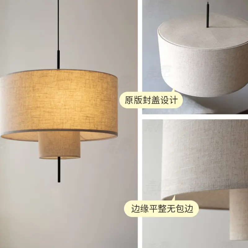 Wabi Sabi Fabric LED Pendant Lights Japan Living Room Bedroom Indoor Lighting Farmhouse Hanging Lamps For Restaurant Shop Bar