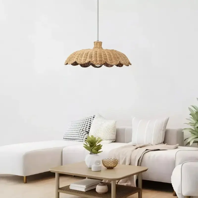 Wabi Sabi Natural Rattan Chandeliers Japan Weave Pendant Lamp for Living Room Hotel Restaurant Shop Retro Mood Lights Lustre
