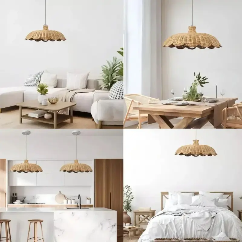 Wabi Sabi Natural Rattan Chandeliers Japan Weave Pendant Lamp for Living Room Hotel Restaurant Shop Retro Mood Lights Lustre