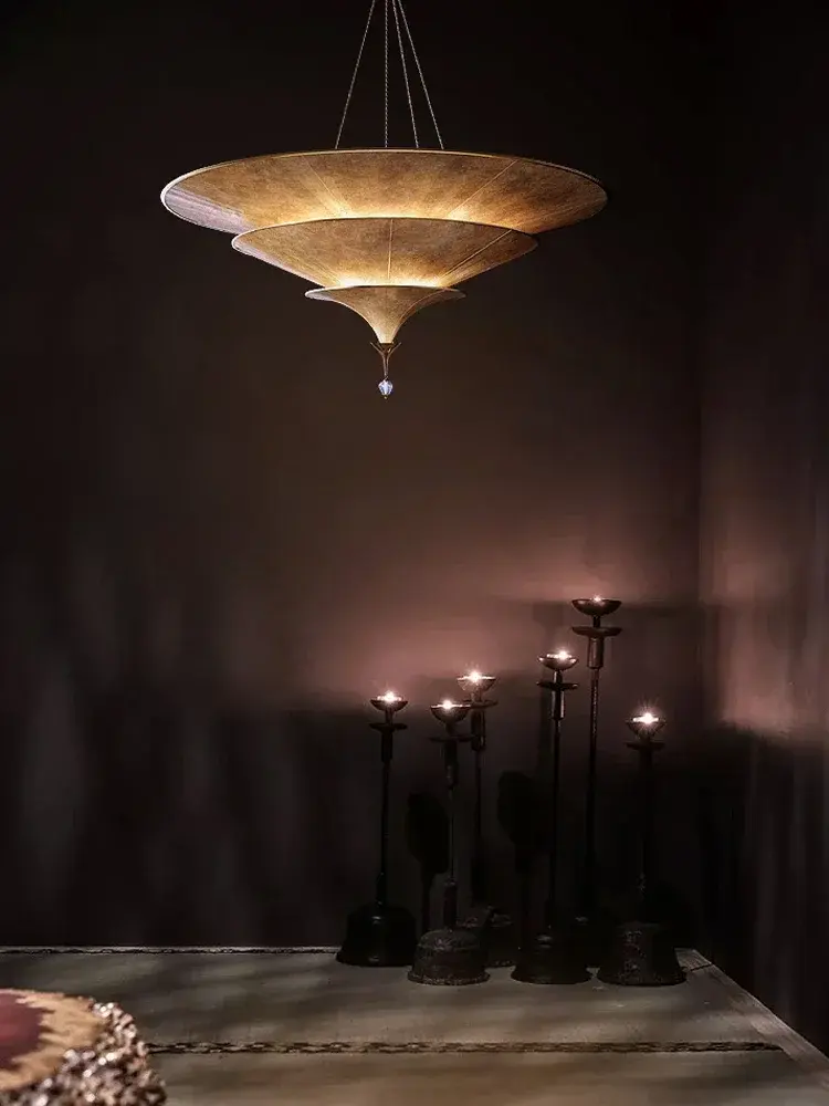 Buddhist Mood Teahouse Chandelier Southeast Asian Hanging Lamp Wabi Sabi Pendant Light for Home Staircase Decor Room Lustre