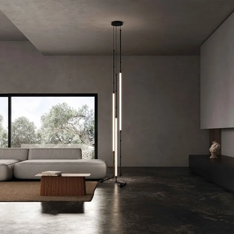 Modern Art Bar Counter Chandelier Restaurant LED Hanging Lamp Simple Line Home Decor Pendant Light Lobby Pendant Light Lamparas