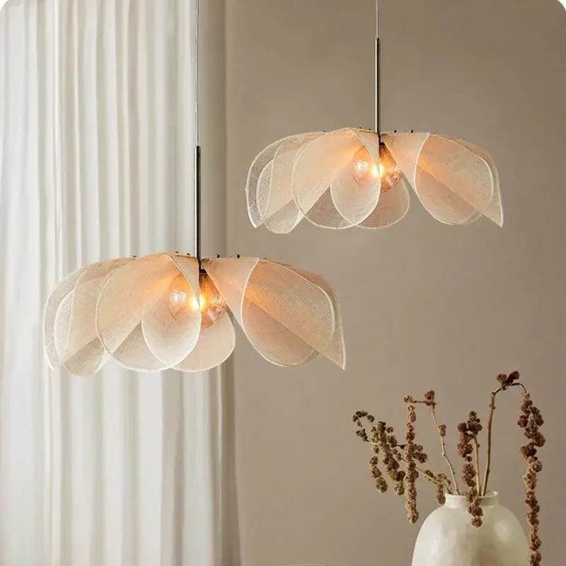 Vintage Fabric Ceiling Pendant Light Wabi Sabi Japan Ceiling Hanging Lamp Living Room Restaurant Hotel Chandelier Mood Light