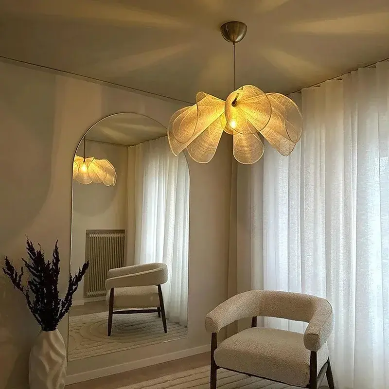 Vintage Fabric Ceiling Pendant Light Wabi Sabi Japan Ceiling Hanging Lamp Living Room Restaurant Hotel Chandelier Mood Light