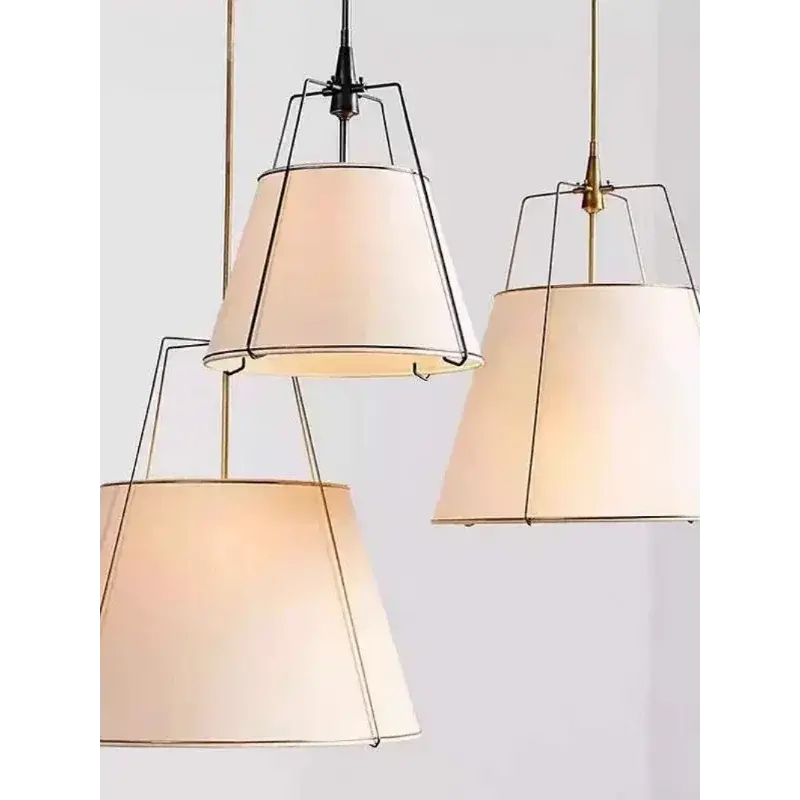 Vintage Cloth Pendant Lights Dining Table Kitchen Island Chandeliers Room Decor American Living Room Bedroom Indoor Lighting