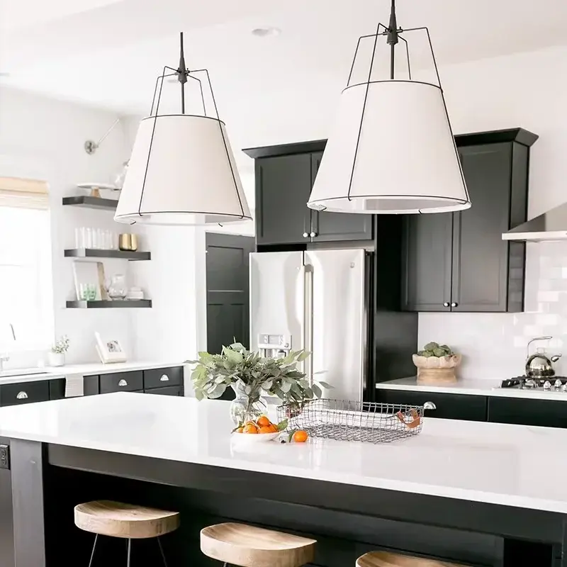 Vintage Cloth Pendant Lights Dining Table Kitchen Island Chandeliers Room Decor American Living Room Bedroom Indoor Lighting
