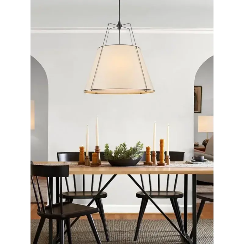 Vintage Cloth Pendant Lights Dining Table Kitchen Island Chandeliers Room Decor American Living Room Bedroom Indoor Lighting