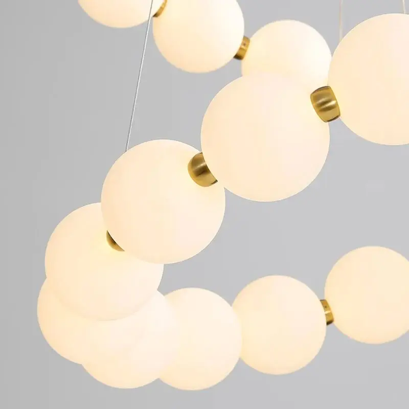 Europe Luxury Necklace Led Ceiling Chandelier Magic Bean Room Ceiling Lamp White Ball Pendant Lights Home Decorations Lustre