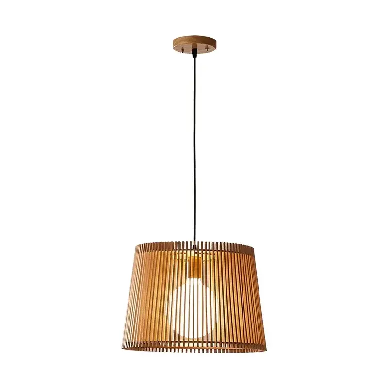 Wood Bamboo Chandelier Nordic Restaurant Hotel Shop Ceiling Lamps Living Room Table Pendant Light for Home Decor Lustre