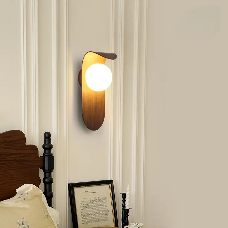 Vintage Wood Wall Lamp Retro Bedroom Wall Light Wabi Sabi Living Room Porch Wall Decoration Hotel Restaurant Shop Mood light