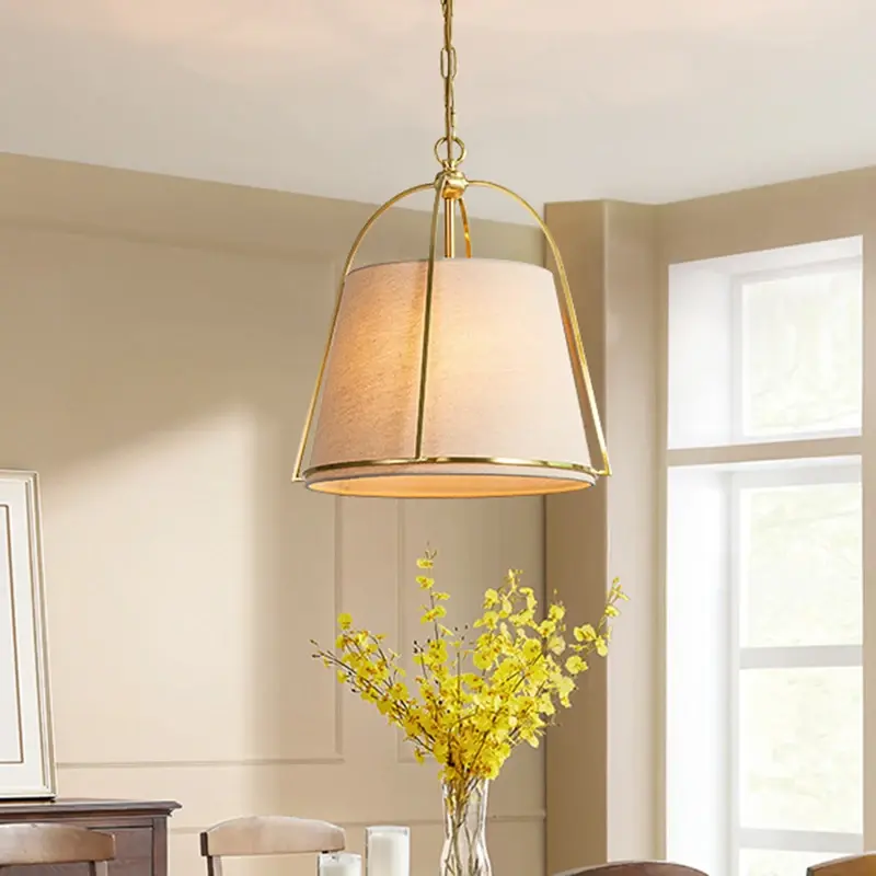 American Retro Metal Pendant Lights Vintage Restaurant Coffee Table Hanging Lamp Living Dinging Room Cloth Chandelier Lustre