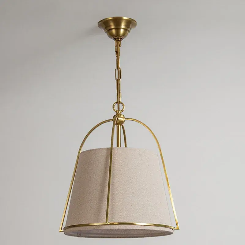 American Retro Metal Pendant Lights Vintage Restaurant Coffee Table Hanging Lamp Living Dinging Room Cloth Chandelier Lustre