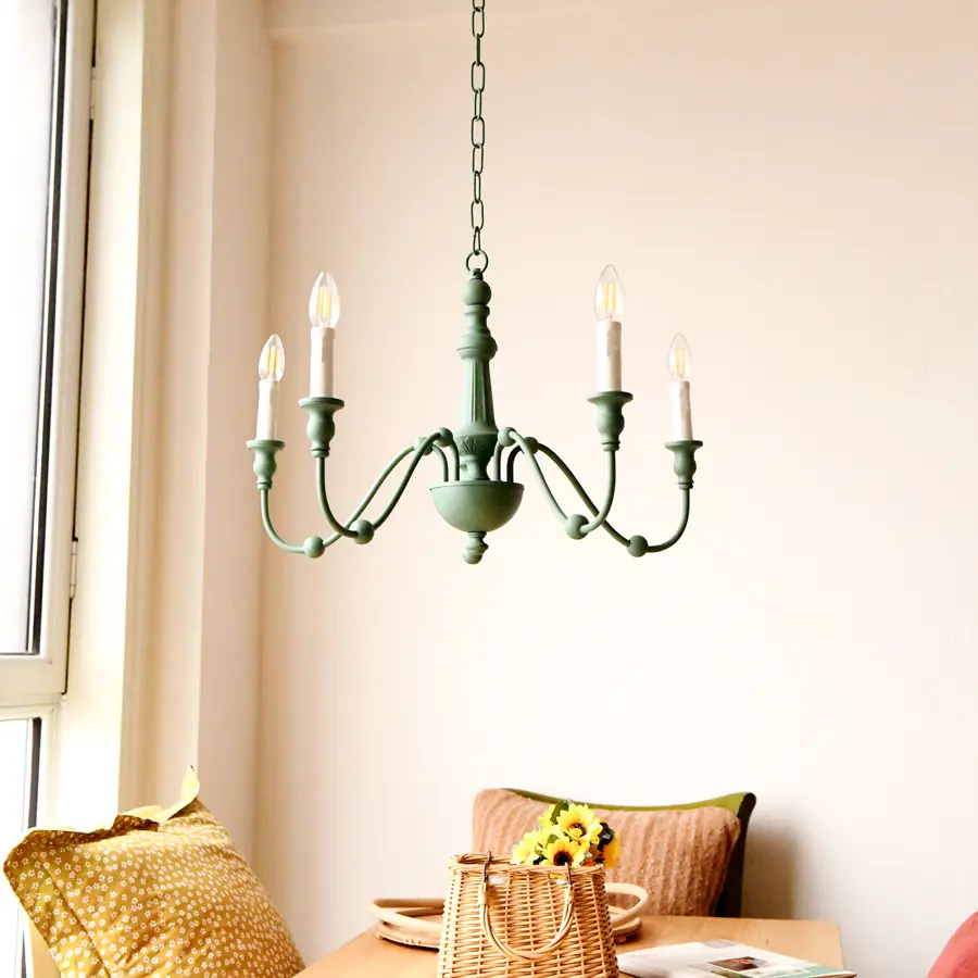 Vintage Iron Pendant Light Retro Candle Chandelier French Restaurant Shop Hotel Art Decor Light Living Room Hanging Lamp