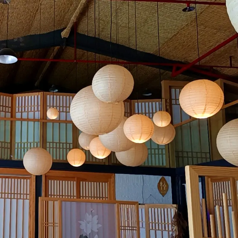 Japan Cloth Pendant Lights Wabi Sabi Fabric Sphere Chandelier Restaurant Hotel Shop Deco Hanging Light Living Room Lamps