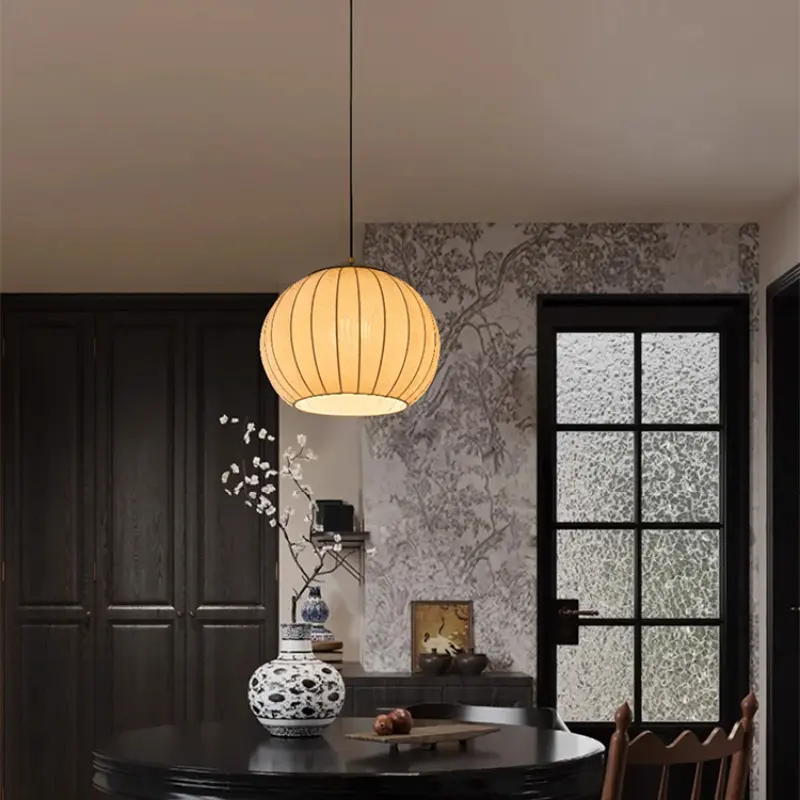 Japan Cloth Pendant Lights Wabi Sabi Retro Fabric Chandelier Living Room Restaurant Hanging Light for Room Decor Mood Light