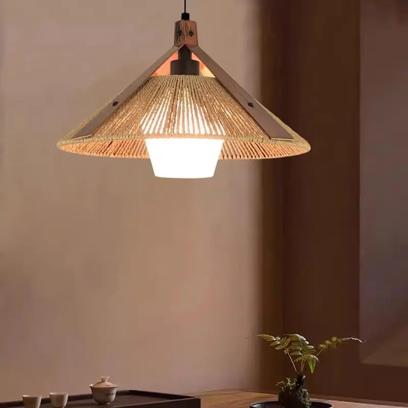 Wabi Sabi Hotel Restaurant Ceiling Pendant Lamp Japan Hemp Rope Chandelier Living Room Art Deco Hanging Lamp for Room Decor